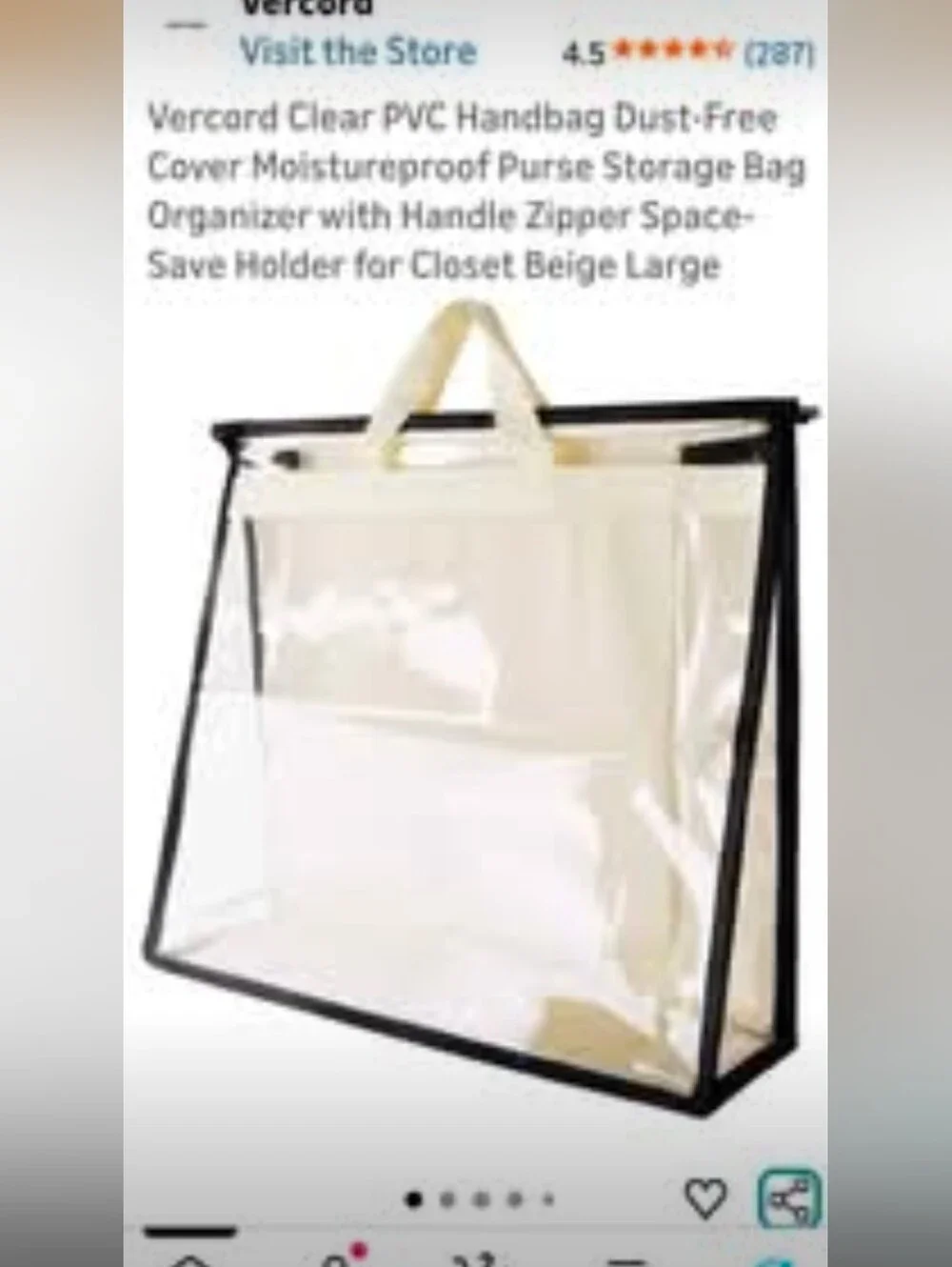 3 Piece Vercord clear handbag storage organizers